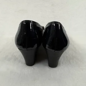 Lauren Ralph Lauren Black Patent Leather Wedge Loafers with Gold Accents 8 READ‎ thumbnail 6