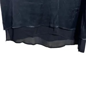 Maeve Anthropologie Black Satin Mock Neck Layered Sleeveless Blouse Medium thumbnail 3