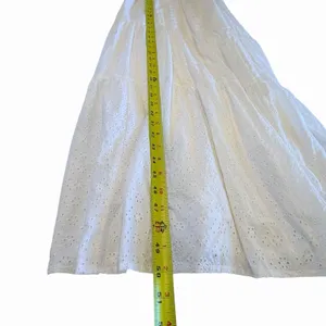The Drop White Boho Cottage Eyelet Tiered Maxi Dress Size XS Cotton Coastal thumbnail 6