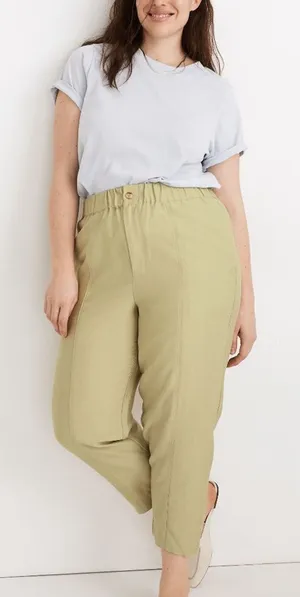 Madewell Tapered Huston Comfort Pull-On Crop Pants Green NWT Size‎ M thumbnail 1