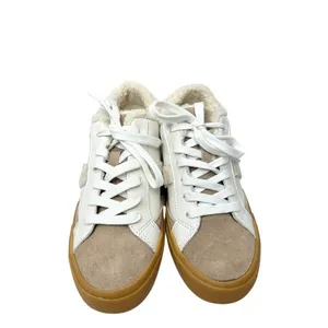 Marc Fisher‎ Ltd. Sidewalk Low Top Sneakers White Leather Sherpa Suede Size 6 thumbnail 3