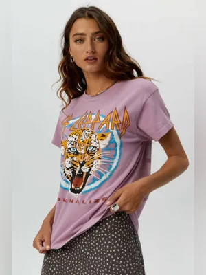 NWT Letluv Def Leopard Adrenalize Tour Tee 🐆 ~ Size XXS Oversized Anthropologie thumbnail 2