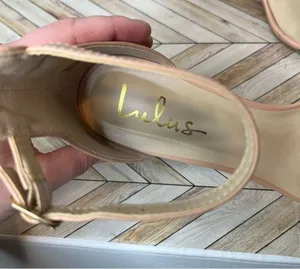 Lulu’s | women blush pink nude strappy heels open toed thumbnail 4