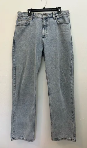 ASOS Collusion x005‎ Straight Leg Light Mineral Blue Wash Mom Jeans thumbnail 1