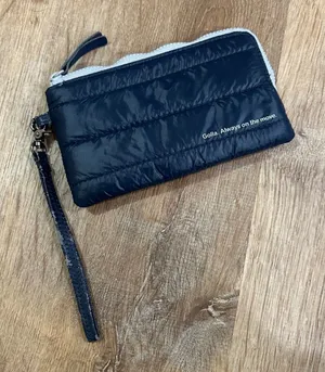 GOLLA | Navy Blue Quilted Wristlet‎ Pouch Zip Top Coin Purse thumbnail 1