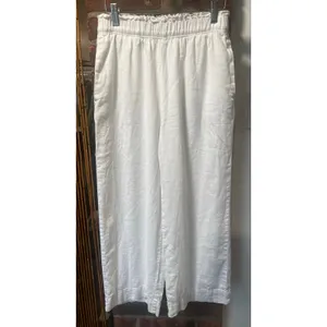 Abercrombie White Linen Blend Wide Leg Pants Lined Coastal Grandmother Boho S thumbnail 2