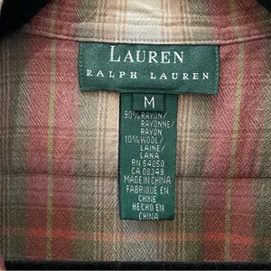 Vintage LAUREN Ralph Lauren Rayon/Wool Blend Plaid Button Down Shirt Size M thumbnail 7