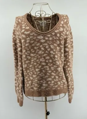 Abercrombie & Fitch Leopard Print Sweater Women Medium Soft A&F V Neck thumbnail 1