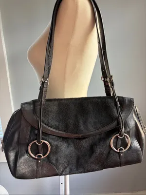 DKNY Y2K Black Leather & Haircalf Shoulder Bag thumbnail 16
