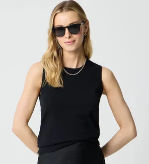 EUC J. Crew Jackie Shell Cotton Sweater Vest Black M holes in right arm seam thumbnail 1