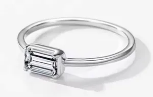 NEW Emerald‎ Cut 5A CZ Ring | Rhodium 925 Sterling Silver, 6 thumbnail 1