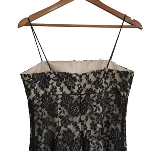Vintage Y2K 90s Prom Black Maxi Dress Floral Beaded Lace Formal Column Gown thumbnail 7