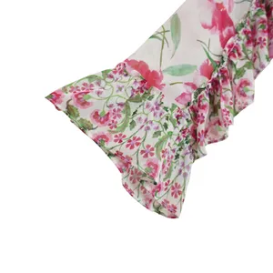 MISA Los Angeles Size Medium Pink Floral‎ Ruffle Mini Dress Smocked Waist Girly thumbnail 11