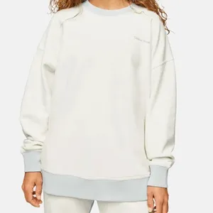 Outdoor Voices Pickup Off-White Cotton Grey Trim Oversized Graphic Sweatshirt M thumbnail 6