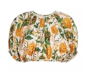 Farm Rio Biriba Fruit Puff-Sleeve Crop Top in Off White Size Small New $140 thumbnail 1