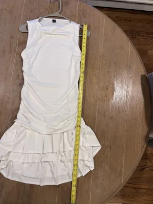 White Sleeveless Ruffle Hem Dress thumbnail 3