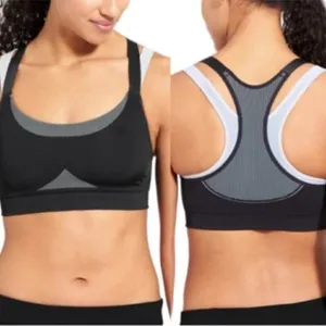 Athleta Double Under Bra Size Small Black Seamless Layered Sporty Clean‎ Girl thumbnail 7