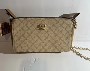 Beige Monogram Crossbody Bag Gold Chain Tan thumbnail 1