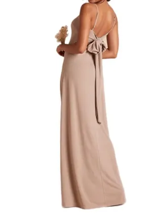 Chiffon Taupe Bow tie back Bridesmaid dress size small thumbnail 2