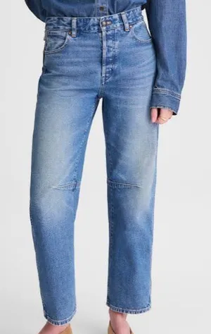 Madewell NWT Light Wash The Darted Barrel Leg‎ Jeans thumbnail 1
