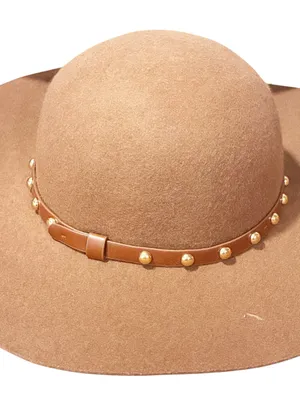 Brown Wool Belted Studded Fedora Hat One‎ Size thumbnail 1
