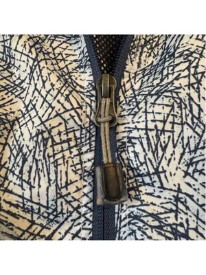 Hannah Windbreaker Jacket Size L Blue White Geometric Print Mesh Lined Packable thumbnail 10