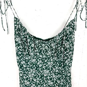 Reformation Esther Green Floral Mini Dress Ruffle Scoop Neck Adjustable Straps 0 thumbnail 8