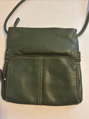 Tignanello Brand Olive Green Leather Crossbody With Distinctive Buckle Design thumbnail 2
