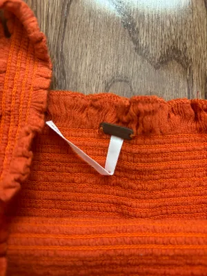 Thalia smocked embroidered orange cropped ruffle trim tank top thumbnail 5