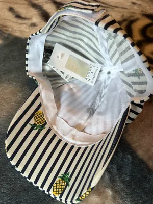 August Hat Co. Striped Pineapple Baseball Cap Navy White Yellow Summer Sun Hat thumbnail 6