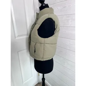 Ci Sono women's sage green padded crop vest gorpcore activewear Size medium thumbnail 3