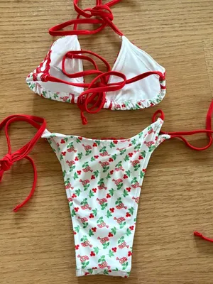 White Face Mask with Red Cherry Print thumbnail 3