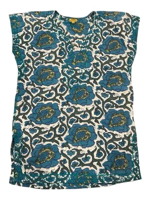 Anthro Roberta Roller Rabbit Oversized Embroidered Sleeveless Tunic Print Top XS thumbnail 2