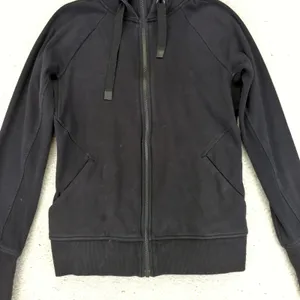 Athleta Triumph Hoodie Black Full Zip Sweatshirt Jacket Thumbholes‎ Size Small thumbnail 4