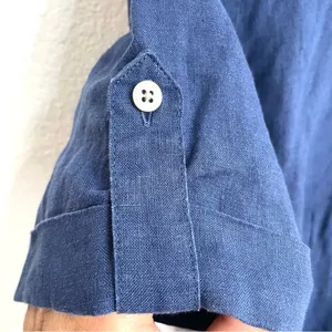 Untuckit Womens Dress Blue Button Front Belted Linen Short Sleeve Size 6 thumbnail 8