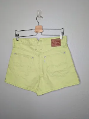 Levi's High Waisted Mom Denim Jean Shorts Button Fly Lime Green Size 31 thumbnail 7