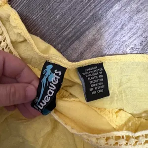 Y2K‎ Weavers Yellow Crochet Trim Cami Tank Top Boho Fairycore thumbnail 2