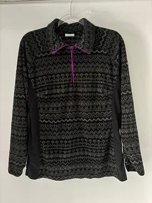 Columbia Womens XL Black Gray 1/4 Zip Pullover Performance Long Sleeve Active thumbnail 2