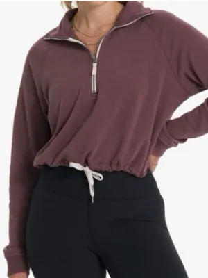 Vuori Sedona Half Zip Pullover Maroon/Plum Size Medium Cropped Drawstring thumbnail 1