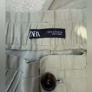 Zara Sage Green Cuffed Straight Leg Lightweight Pants Women’s Size Medium thumbnail 7