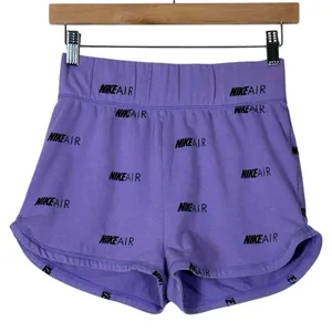Nike Air Logo Print Jersey Shorts Purple Athletic High Waisted Size S thumbnail 2