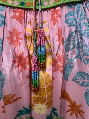 Fruits Queen Scarf Midi Dress Floral Bohemian Long Sleeve Size Medium thumbnail 5