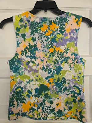 Anthropologie Maeve Floral Top in Teal, Green, Yellow Small thumbnail 4