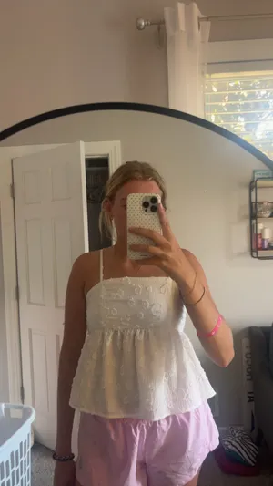White babydoll peplum top thumbnail 3