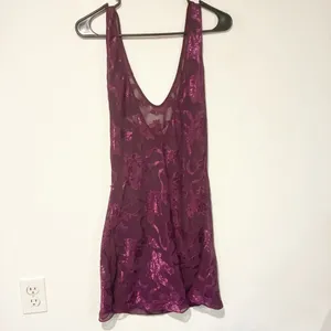 Vintage Victoria Secret Gold Label Purple Mini Dress‎ Lingerie Medium Chemise thumbnail 4