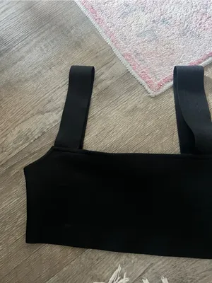Tiger mist Black Square Neck Crop Top with Wide Straps thumbnail 4