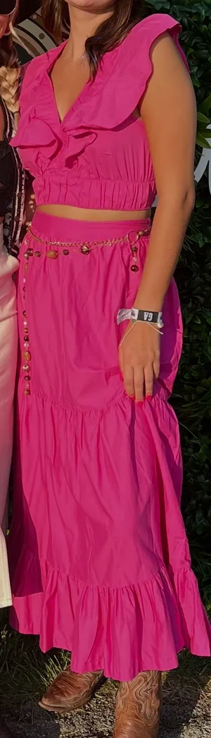 Japna Pink two piece maxi skirt set thumbnail 1