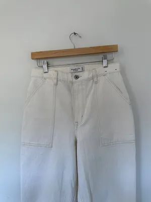 Abercrombie & Fitch The 90s Ultra High Rise Carpenter Jean White thumbnail 11