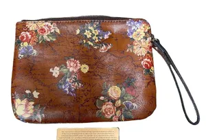 Patricia‎ Nash Leather Cassini Wristlet Clutch English Garden World Map Tan NWOT thumbnail 1