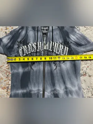 Crash & Burn Y2K graphic hoodie size XS tie dye goth grunge biker rocker thumbnail 4